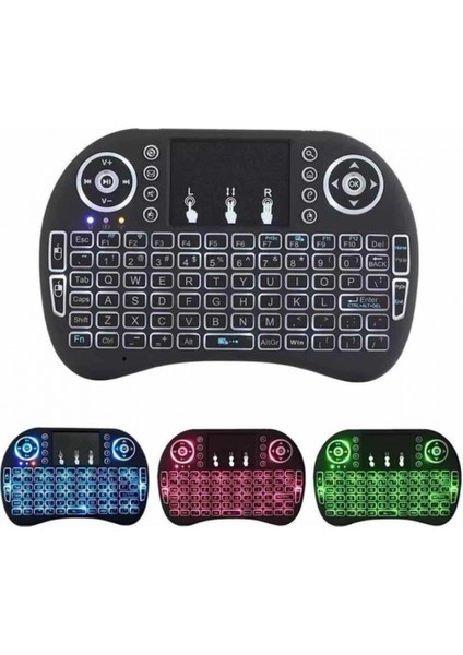 Işıklı Kablosuz Mini Klavye ve Dokunmatik Mouse Seti Türkçe Kablosuz fiyatları