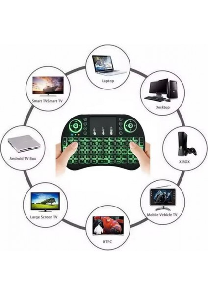 Işıklı Kablosuz Mini Klavye ve Dokunmatik Mouse Seti Türkçe Kablosuz indirimleri