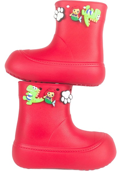 DivaÇizme Kırmızı Çocuk Yağmur Çizmesi-Botu - Su Geçirmez