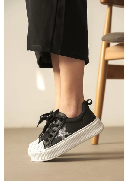 Star Rahat Ergonomik Premium Kadın Sneaker Siyah Beyaz fırsatları