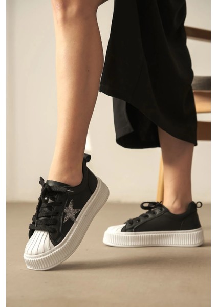 Star Rahat Ergonomik Premium Kadın Sneaker Siyah Beyaz