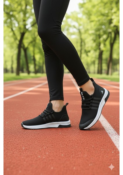 AWIX Ortopedik Unisex Nefes Alan Hafif Spor Yürüyüş Ayakkabı - Siyah Beyaz fırsatları