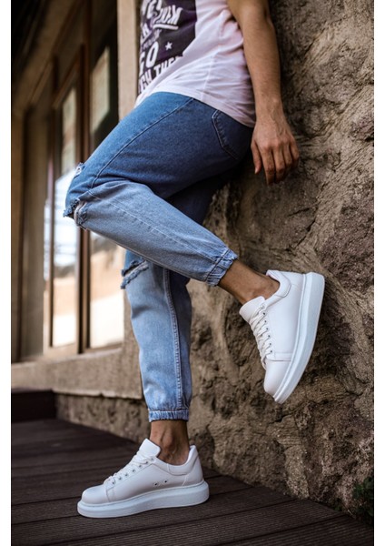 Bull Bağcıklı Tarz Erkek Rahat Beyaz Sneaker fırsatları