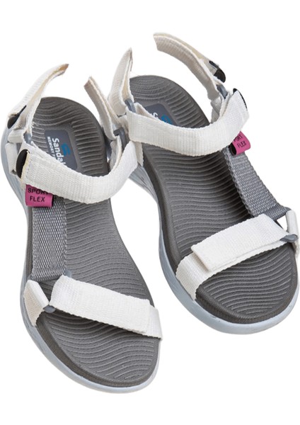 Sandals Rahat Taban Cırtlı Günlük Kadın Spor Beyaz Gri Sandalet fırsatları