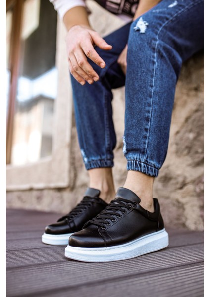 Bull Bağcıklı Tarz Erkek Rahat Siyah Beyaz Sneaker modelleri
