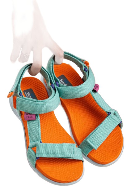 Sandals Rahat Taban Cırtlı Günlük Kadın Spor Yeşil Oranj Sandalet fırsatları