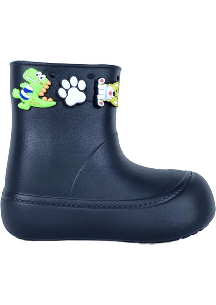 DivaÇizme Siyah Çocuk Yağmur Çizmesi-Botu - Su Geçirmez