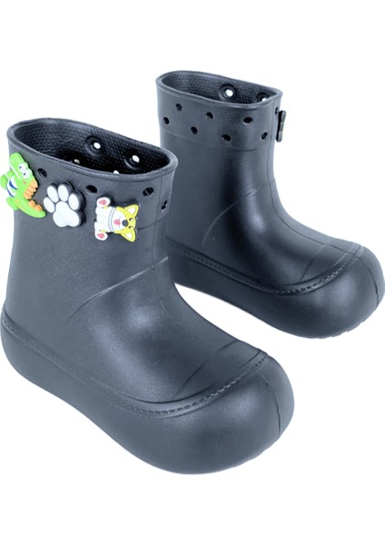 DivaÇizme Siyah Çocuk Yağmur Çizmesi-Botu - Su Geçirmez