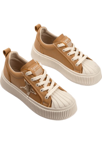 Star Rahat Ergonomik Premium Kadın Sneaker Taba
