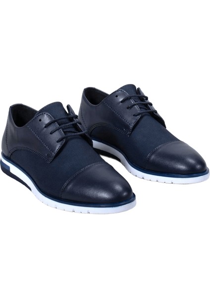 Cnt397 Bağcıklı Vip Tarz Ortopedik Erkek Lacivert Klasik Ayakkabı modelleri