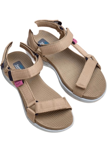 Sandals Rahat Taban Cırtlı Günlük Kadın Spor Krem Sandalet fırsatları