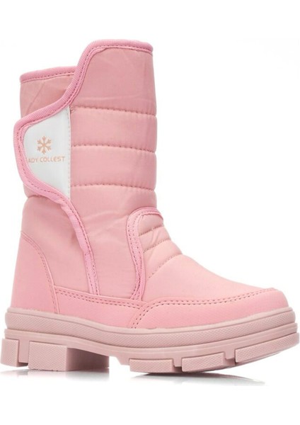 Lady İçi Termal Kaydırmaz Taban Cırtlı Kız Çocuk Kar Botu Pembe