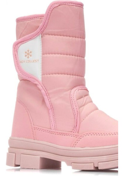 Lady İçi Termal Kaydırmaz Taban Cırtlı Kız Çocuk Kar Botu Pembe