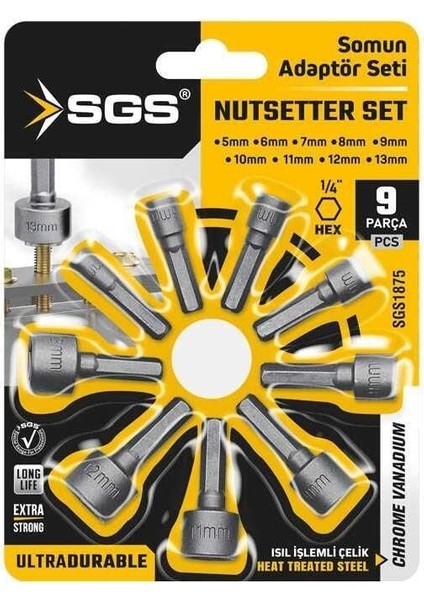Sgs 1875 Somun Adaptör Seti 9 Parça