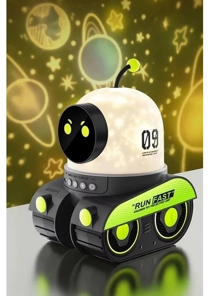 Buğz Robot Projeksiyon Gece Lambası Hoparlörlü Şarjlı Yıldızlı Gökyüzü Temalı LED Projeksiyon Lambası
