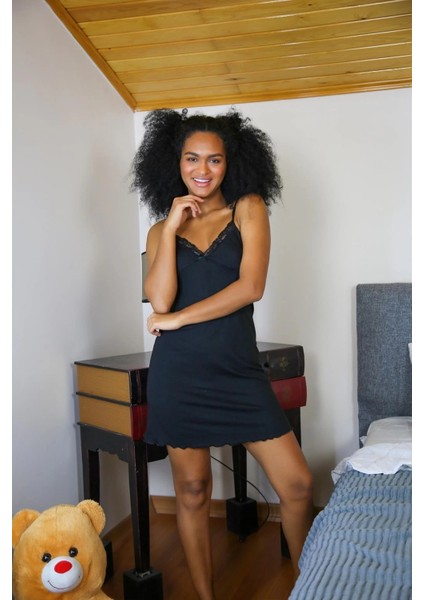 Moda Ip Askılı Gecelik Siyah fırsatları