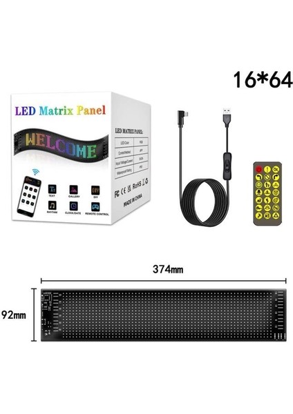 Buğz RP937 LED Matrix Panel 16X64CM Telefon Kontrollü Kayar LED Animasyon Aydınlatma fiyatları