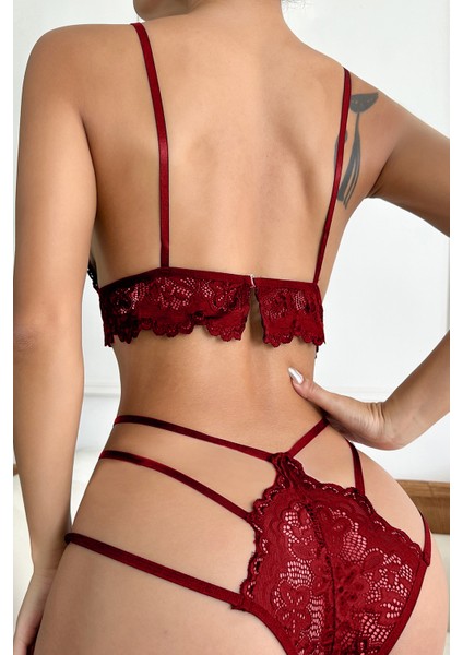 Kadın Bordo Dantel Cut-Out Detaylı Şık Sütyen ve Külot Takımı – Modern, Konforlu ve Günlük Kombinlere Uygun modelleri