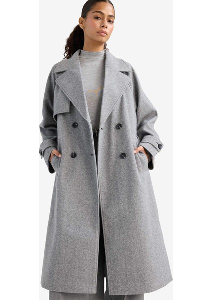 Regular Fit Düğmeli Kaşe Uzun Kaban F1213AX25WN