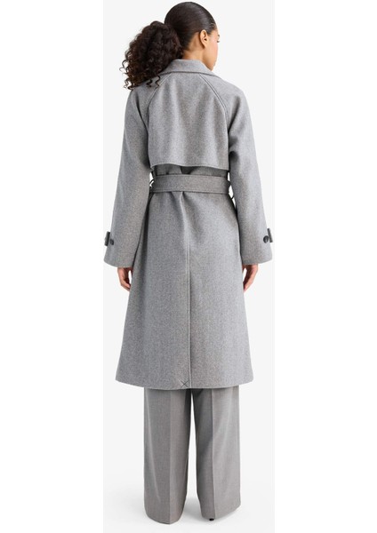 Regular Fit Düğmeli Kaşe Uzun Kaban F1213AX25WN