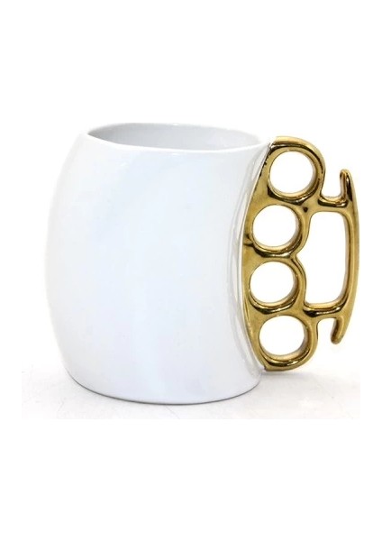 Buğz Porselen Muşta Tasarımlı Kupa Bardak Beyaz Renk