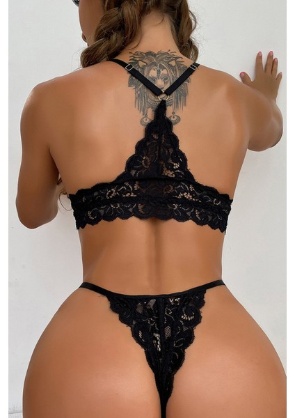 Kadın Siyah Sırtı Dantel ve Ip Detaylı Şık Sütyen Külot Takımı – Modern, Konforlu ve Günlük Kombinlere Uygun fiyatları