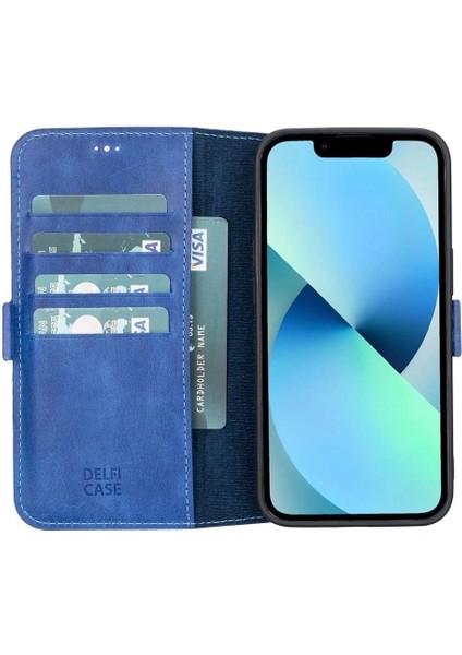 Buğz Apple iPhone 13 Uyumlu Deri Cüzdanlı Kılıf Okyanus Mavi indirimleri