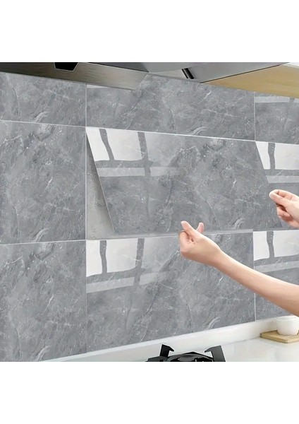 Buğz Gri Mermer Desenli Alüminyum Plastik Duvar Sticker