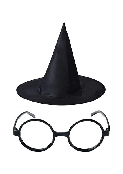 Buğz Harry Potter Şapkası ve Gözlüğü Siyah Renk