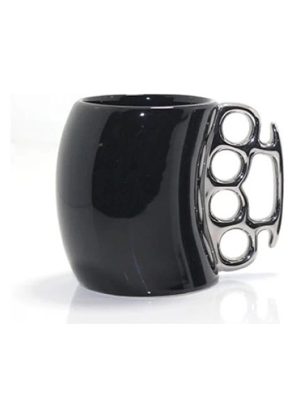Buğz Porselen Muşta Tasarımlı Kupa Bardak Siyah