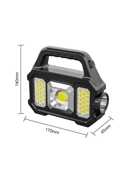 Buğz P-880A Solar Powerbanklı Şarjlı Taşınabilir Güçlü Fener fiyatları