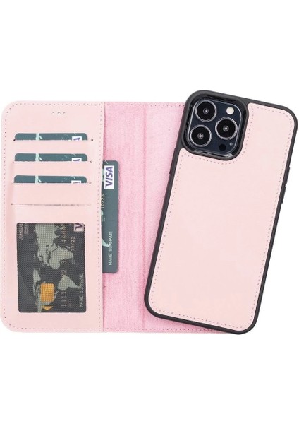 Buğz Apple iPhone 13 Pro Max Uyumlu Deri Cüzdanlı Kılıf Nu2 Pembe indirimleri