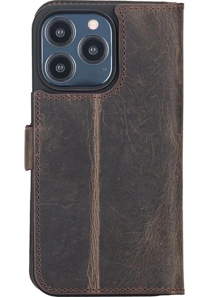 Buğz Apple iPhone 13 Pro Uyumlu Deri Cüzdanlı Kılıf Acı Kahve modelleri