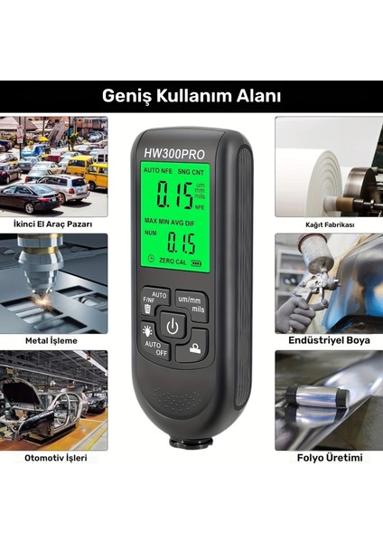 Buğz HW-300PRO Oto Boya Kalınlık Ölçer Fe Nfe 2000ΜM + 2 Fonksiyonlu Bardak Tutucu Hediyeli fiyatları