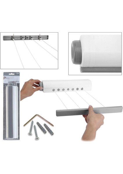 Buğz Çek-As Askı Beş Ipli Çamaşır Kurutma Askısı Duvara Monte Kurutmalık