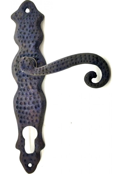 Buğz Antika Tarz Dekoratif Pirinç Kıvrık Yale Kapı Kolu - 210X43 Mm, Oksit