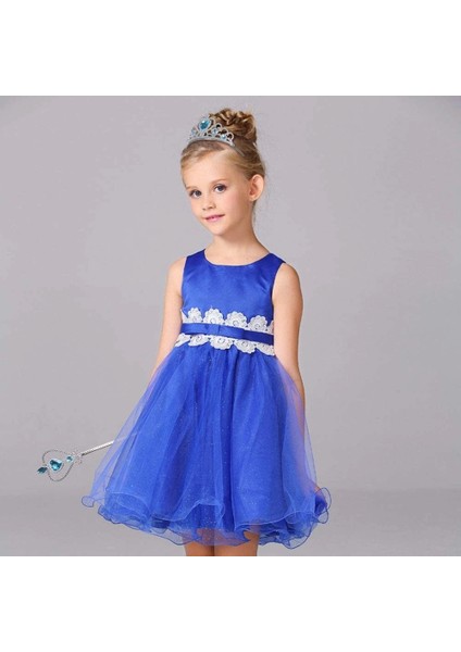 Buğz Karlar Ülkesi Elsa Mavi Kalpli Taç ve Mavi Asa Seti Çocuk Boy