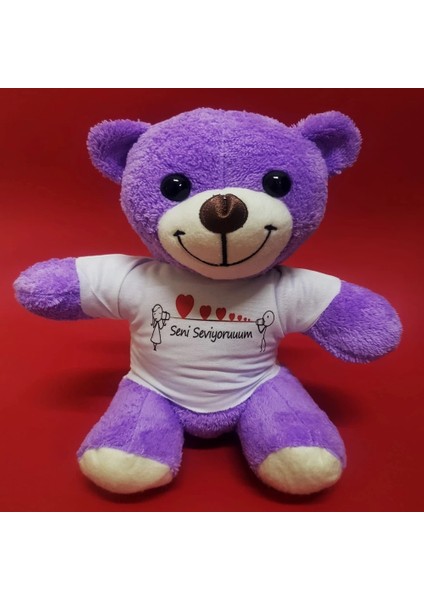 Buğz Mor Ayıcık Seni Seviyorum Baskılı Tişörtlü