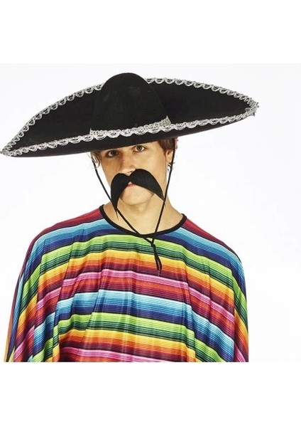 Buğz Sombrero Meksika Şapkası Gümüş Şeritli Yetişkin Boy