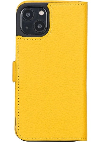 Buğz Apple iPhone 13 Uyumlu Deri Cüzdanlı Kılıf Limon Sarı modelleri