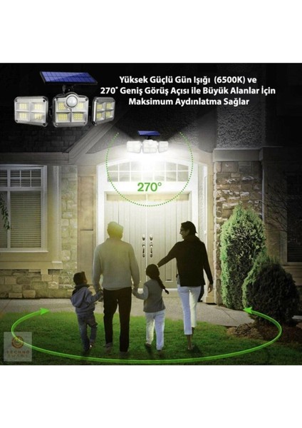 Buğz Kumandalı Solar Güneş Enerjili 122 Ledli Hareket Sensörlü Bahçe Aydınlatma Sokak Lambası fiyatları