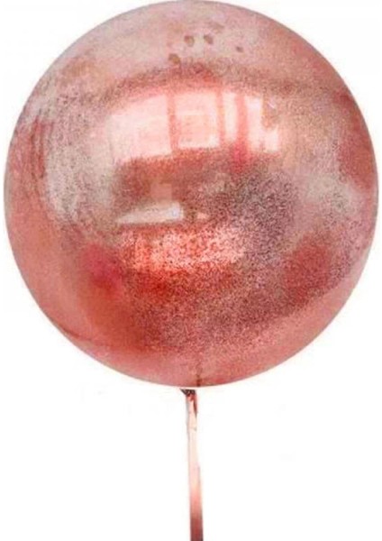 Buğz Kırmızı Simli Yuvarlak Şeffaf Balon 24 Inç