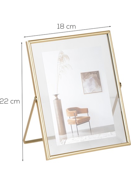 DHZ90102 Altın Metal Modern Dekoratif Cam Fotoğraf Çerçevesi Masa Duvar Fotoğraf Çerçevesi 18X22CM fiyatları