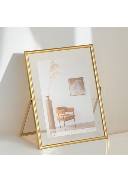 DHZ90102 Altın Metal Modern Dekoratif Cam Fotoğraf Çerçevesi Masa Duvar Fotoğraf Çerçevesi 18X22CM modelleri