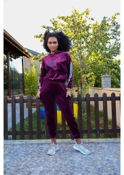 Kadın Kadife Eşofman Takım Bordo