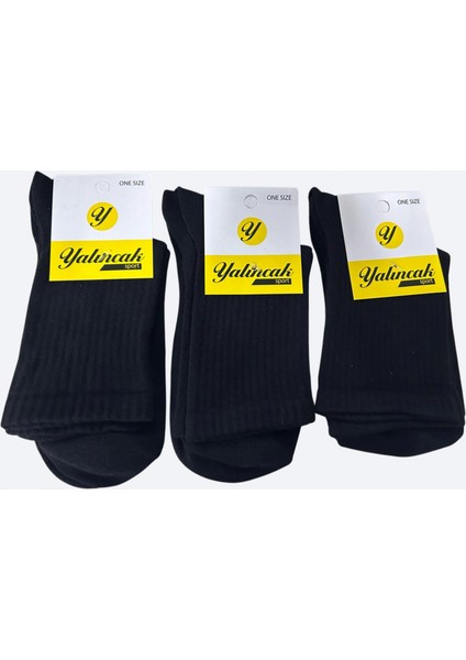 Yalıncak Yarım Konç Kolej Çorap Siyah Renk
