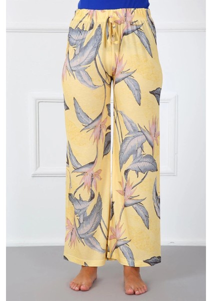 Bayan Penye Bol Paça Pantolon Sarı fiyatları