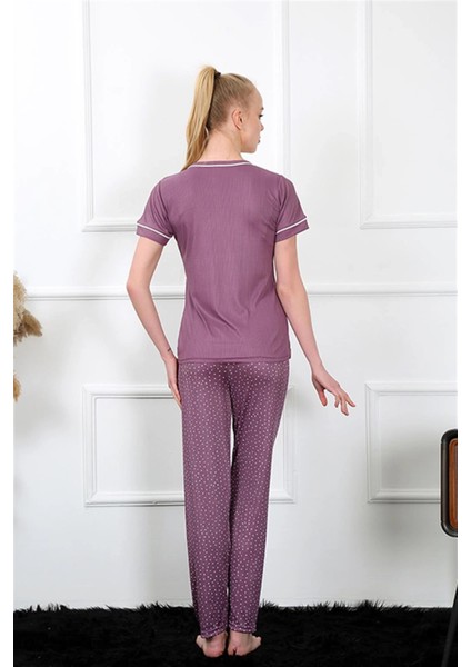 Kadın Mürdüm Kısa Kol Pijama Takım fırsatları