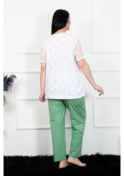 Kadın 5xl-6xl-7xl-8xl Büyük Beden Kısa Kol Pijama Takım Beyaz fırsatları