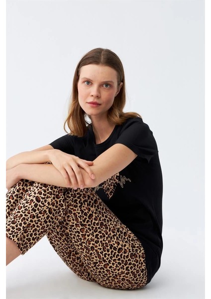 Kadın Penye Kısa Kol Pijama Takım 4128 fırsatları